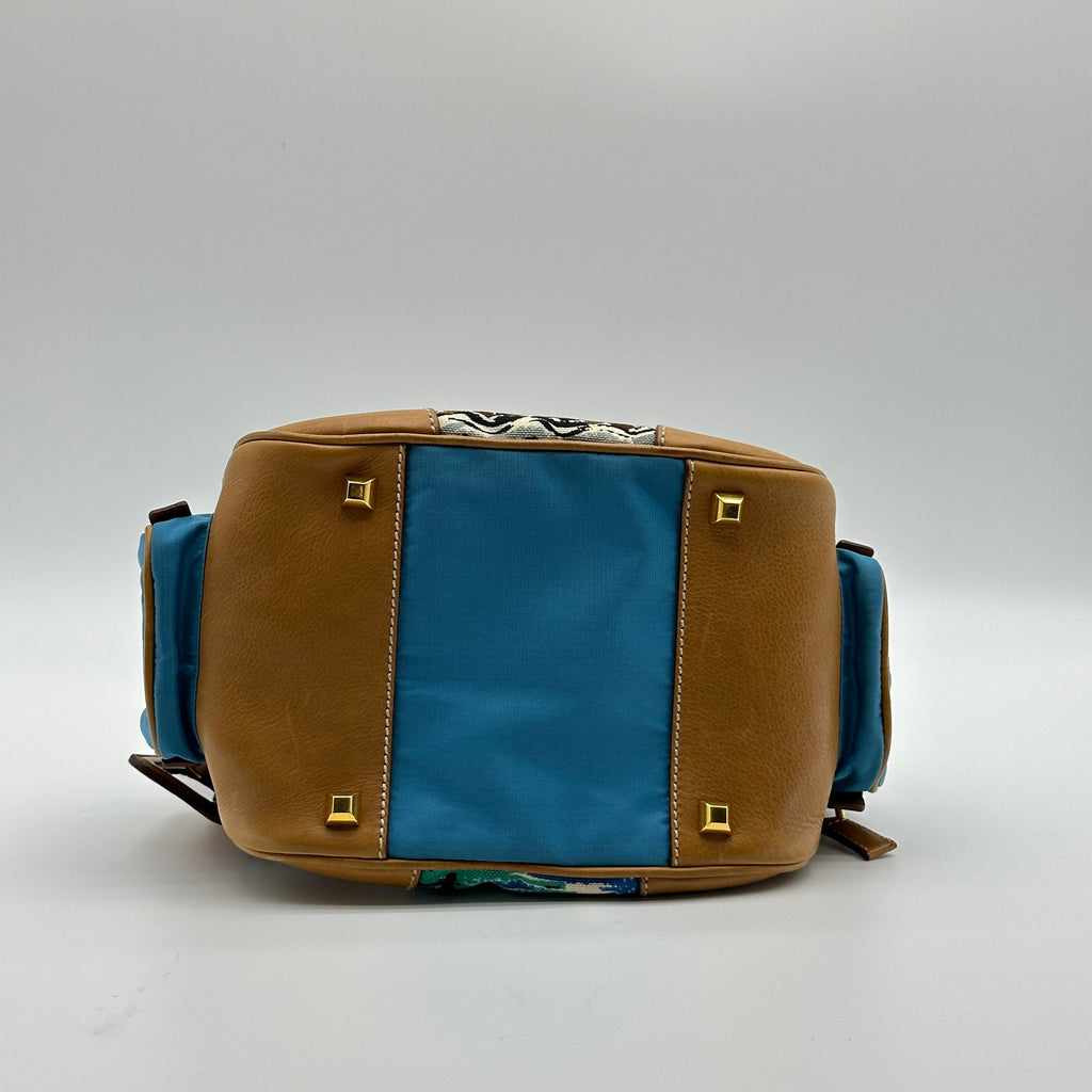 prada cloth mini bag multicolor printed canvas