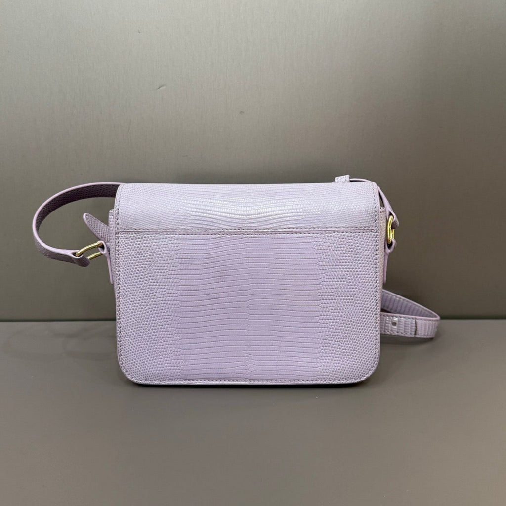 Celine Teen Triomphe Lilac Lizard Leather Shoulder Bag