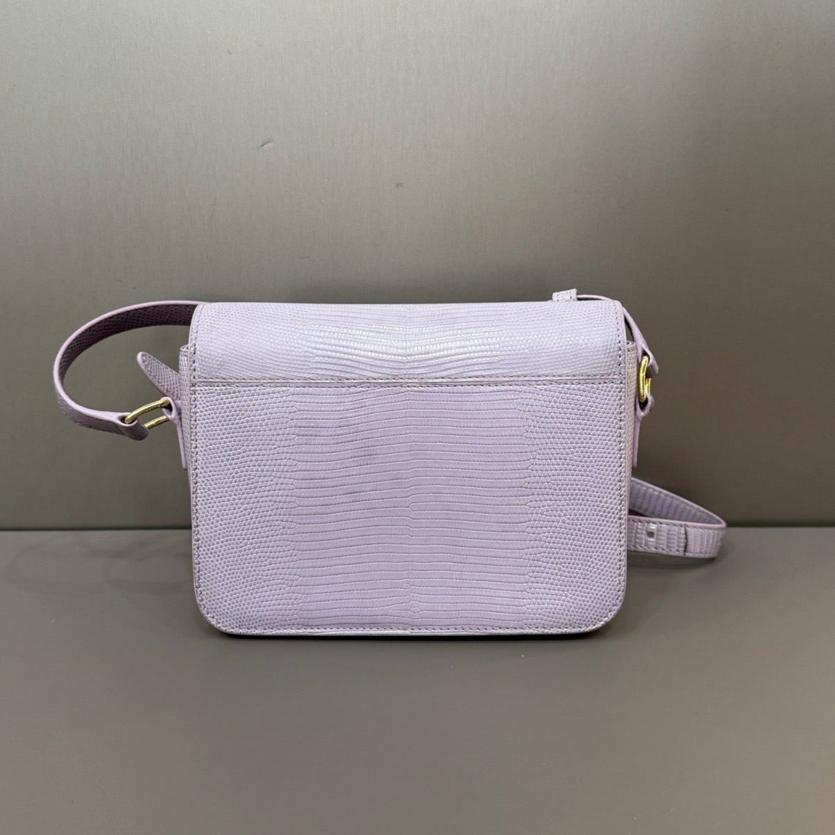 Celine Teen Triomphe Lilac Lizard Leather Shoulder Bag