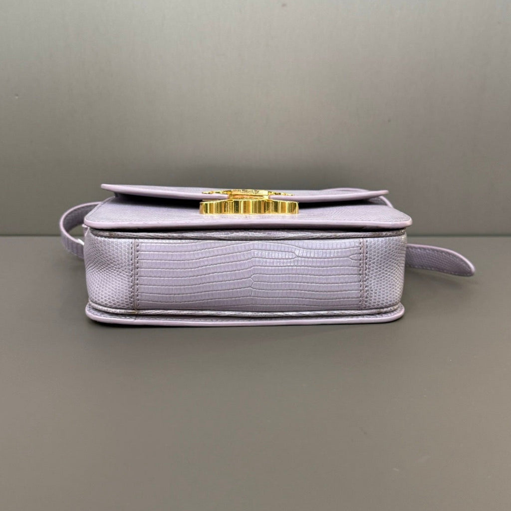 Celine Teen Triomphe Lilac Lizard Leather Shoulder Bag
