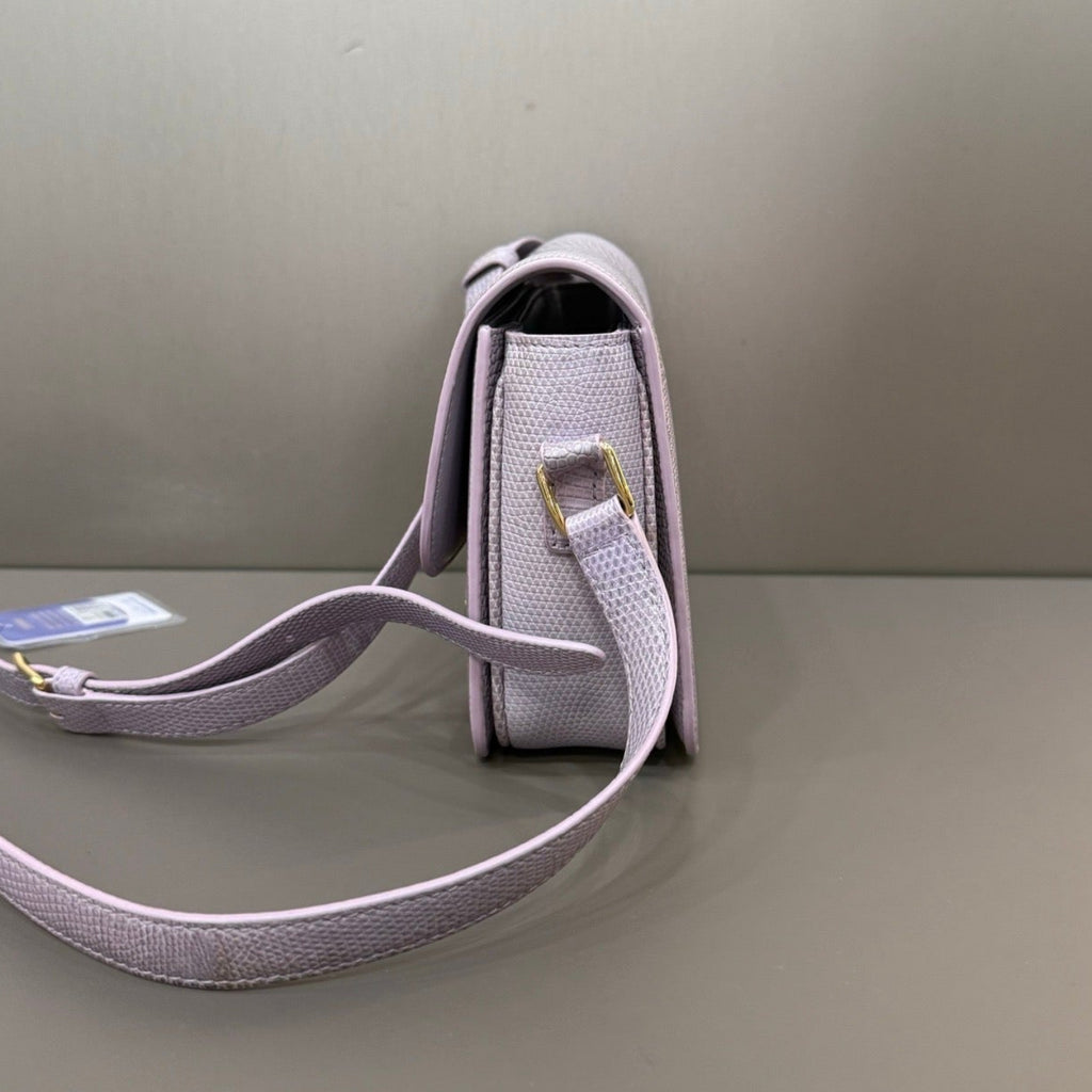 Celine Teen Triomphe Lilac Lizard Leather Shoulder Bag