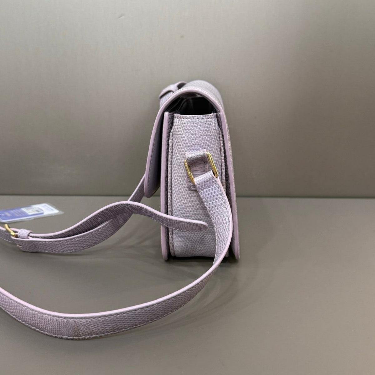 Celine Teen Triomphe Lilac Lizard Leather Shoulder Bag