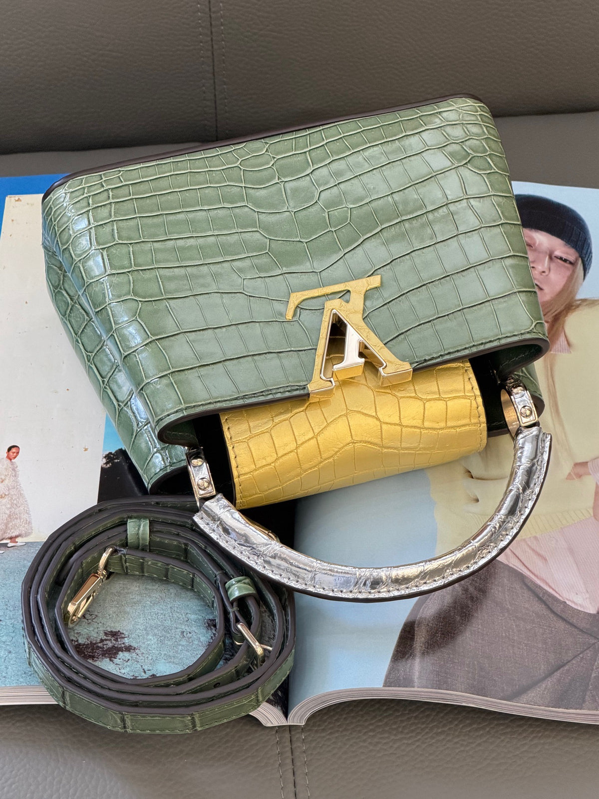 Louis Vuitton Tricolor Crocodile Capucines Mini 2-Way Handbag