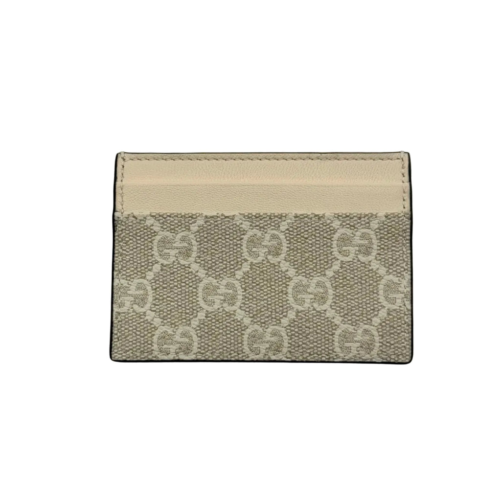 gucci gg supreme monogram gg marmont card case beige