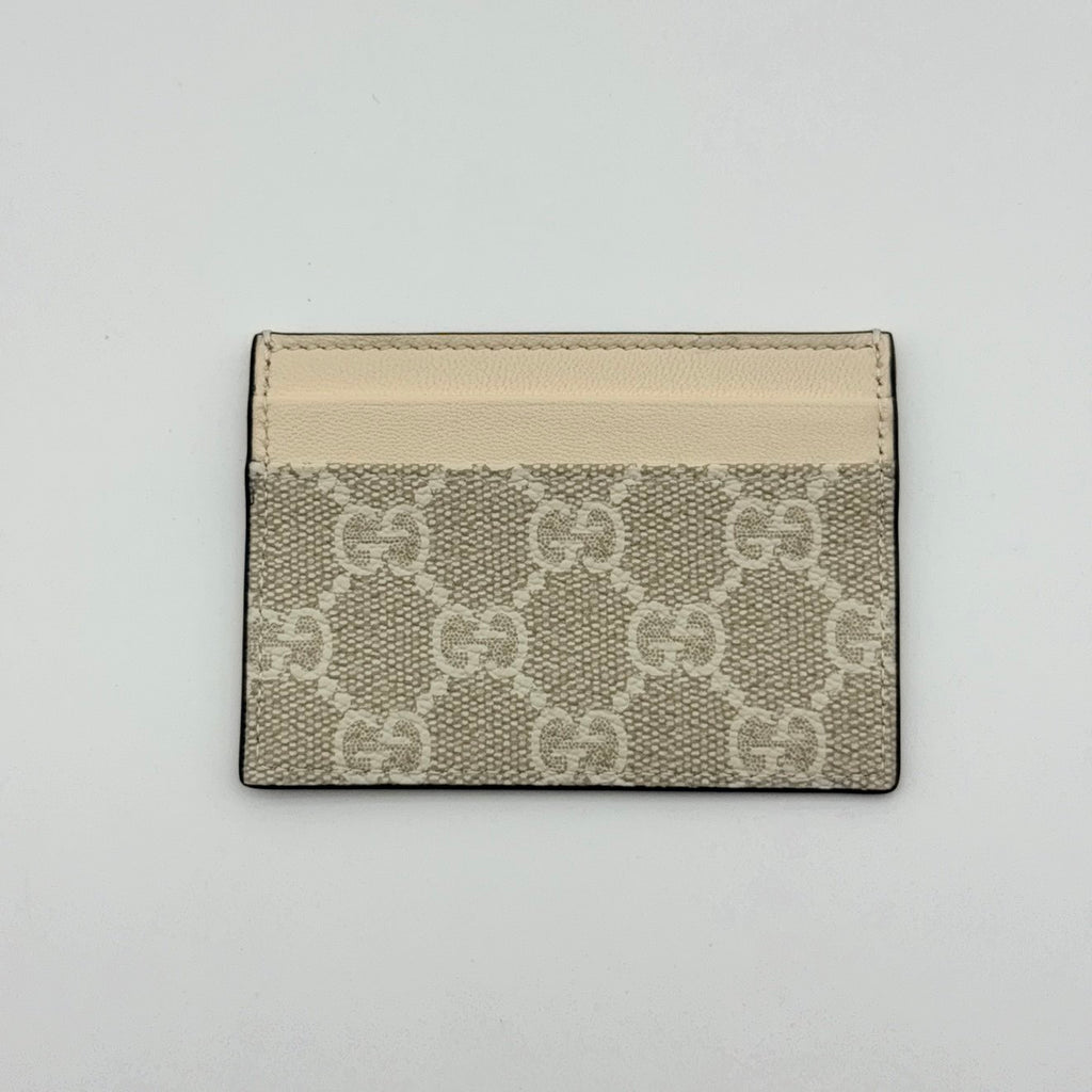 gucci gg supreme monogram gg marmont card case beige