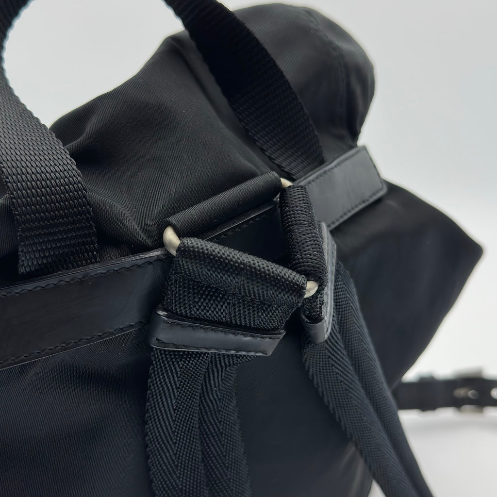 Prada Black Tessuto Nylon Vintage Drawstring Backpack