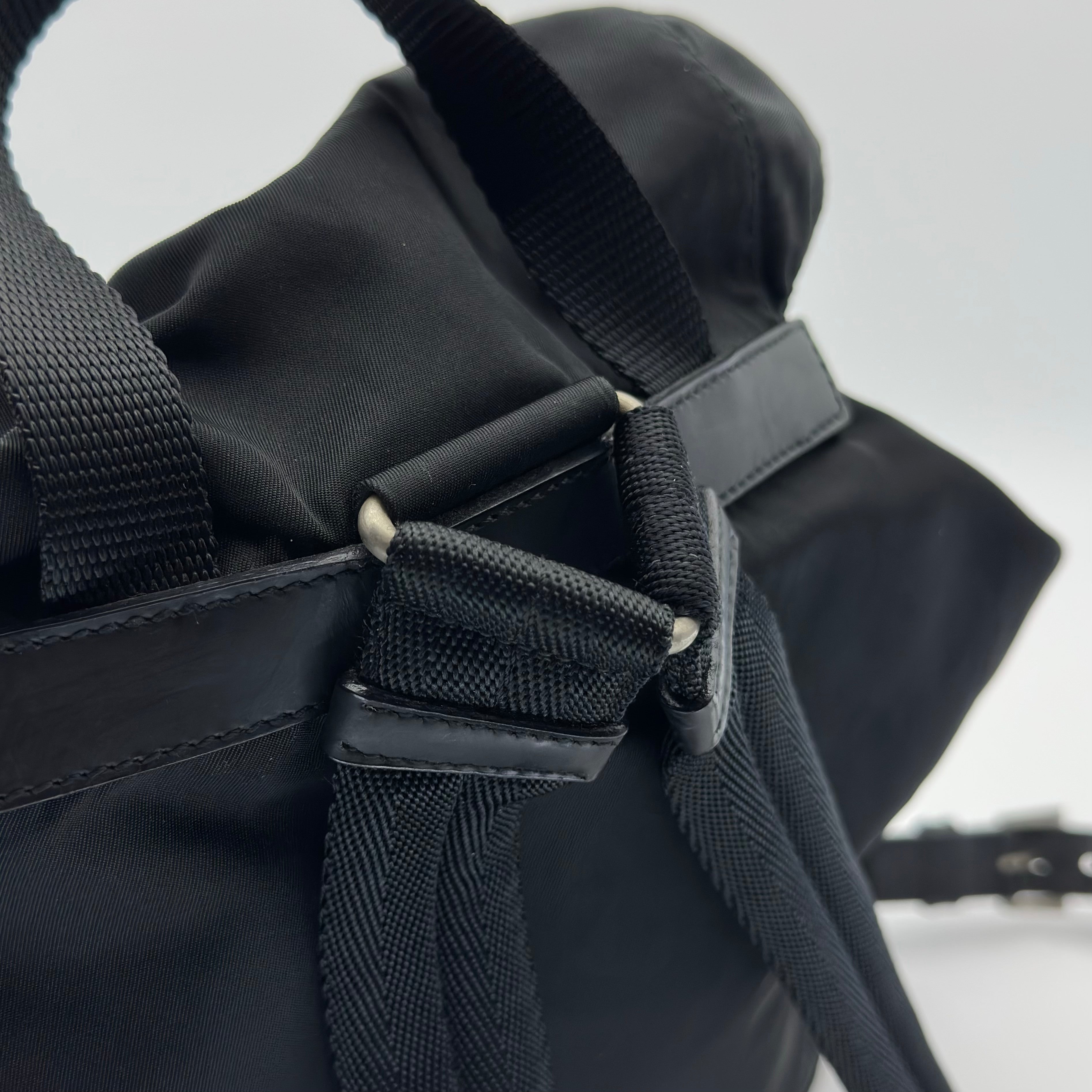 Prada Black Tessuto Nylon Vintage Drawstring Backpack