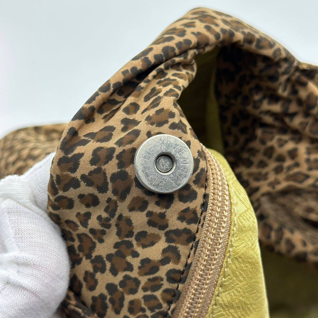 bottega Veneta  nylon leopard print hobo shoulder bag