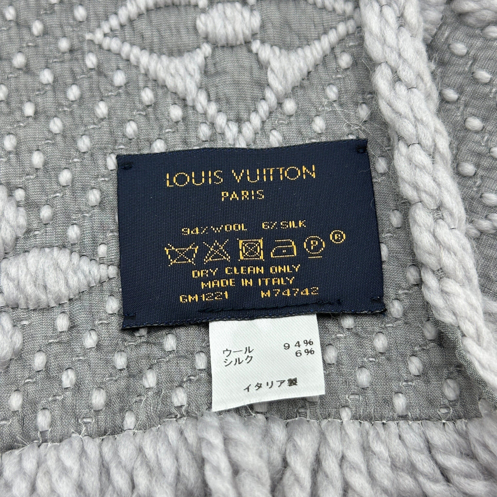 Louis Vuitton Logomania Wool Silk Gris Perle Scarf M74742