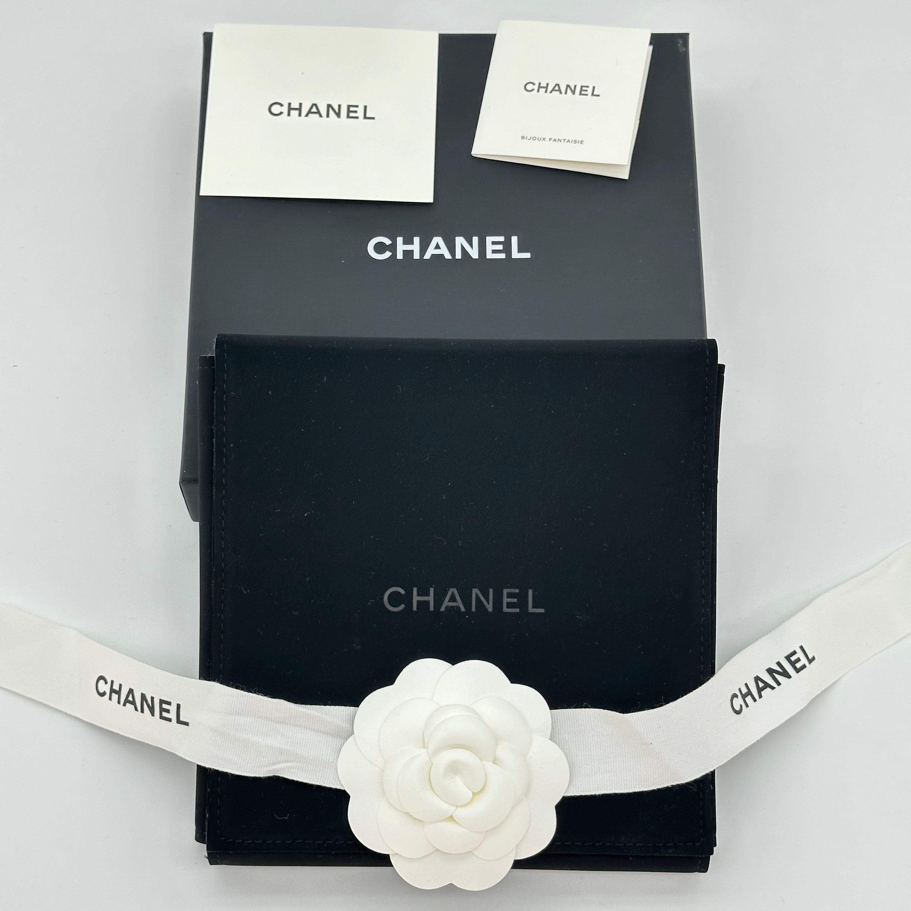 Chanel Leather Chain Choker with Double CC Rhinestone Logo Necklace