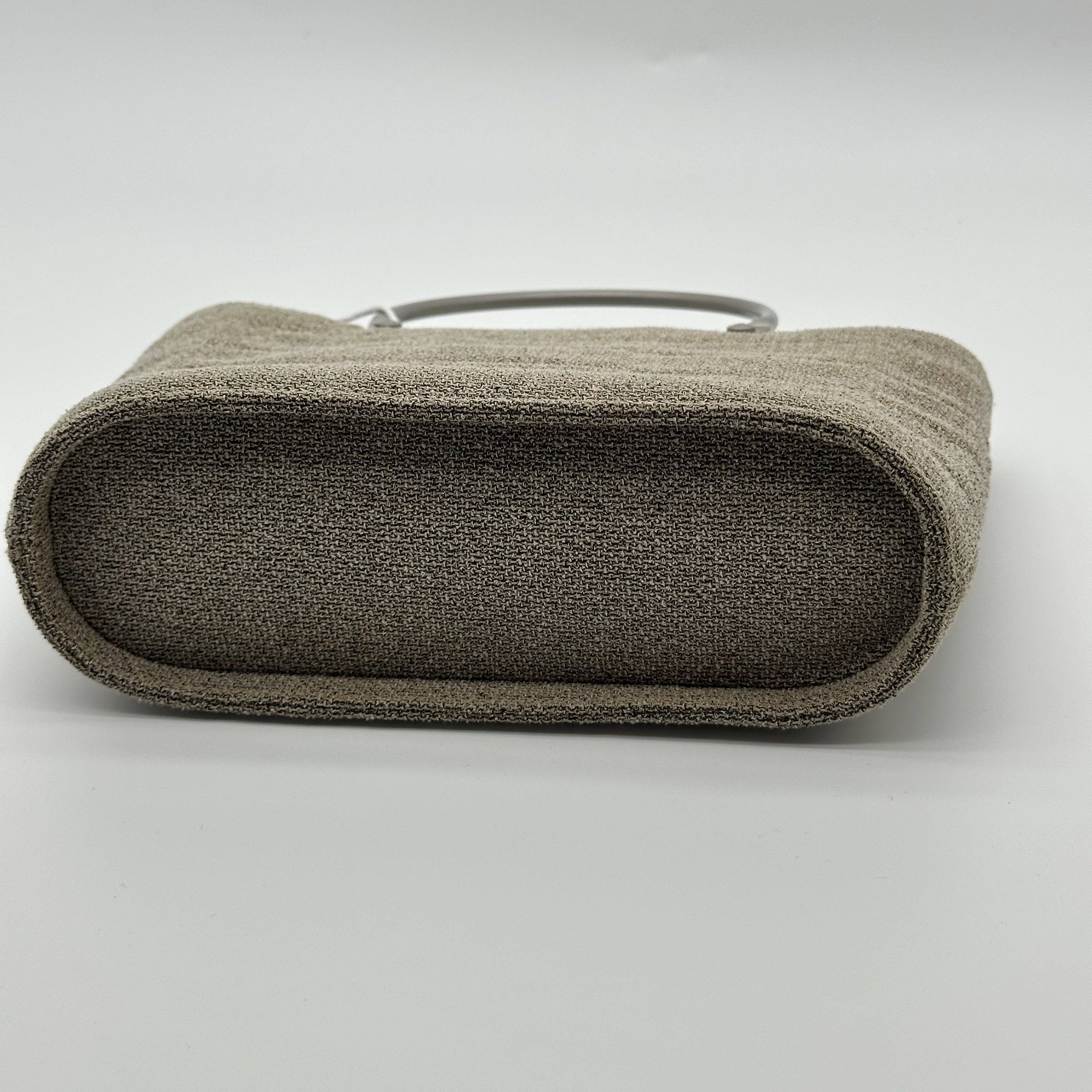 Chanel Mini Canvas Tote Bag Beige Matte Silver Hardware Vintage 5 Series