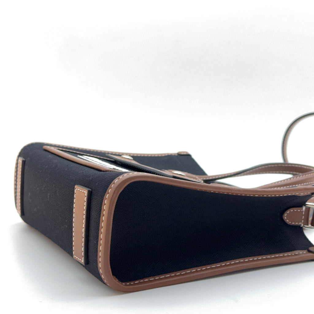 Burberry Canvas & Leather Freya Mini Black/Brown Crossbody Bag