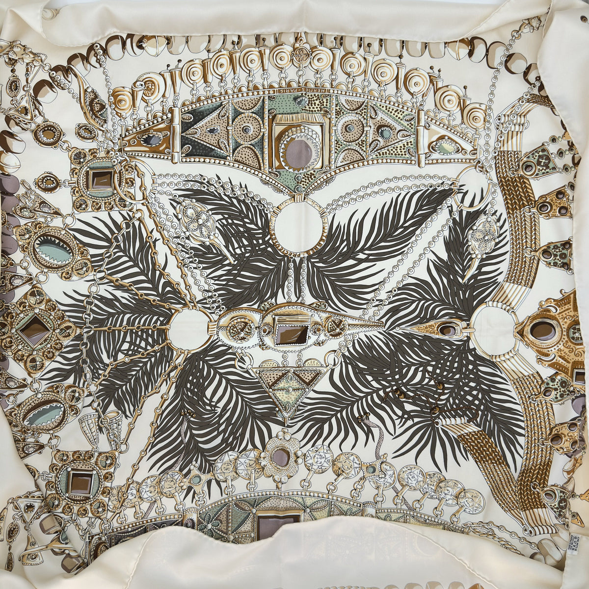 Hermès hermes 90cm Silk Carré Scarf ‘Terres Précieuses’ Light Beige & Brown, Luxury Accessory