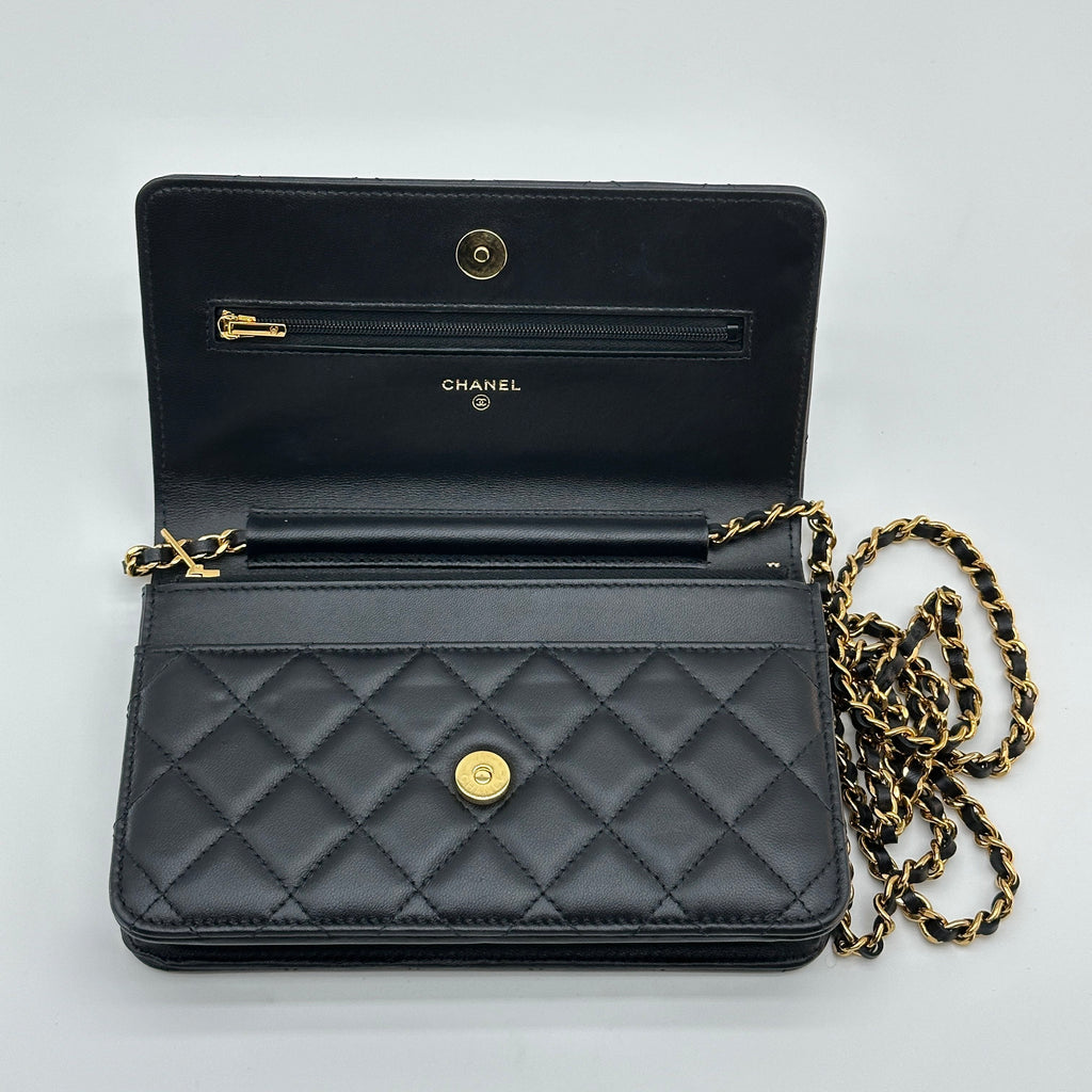 Chanel Matelasse Leather Coco Mark Black Crossbody Bag