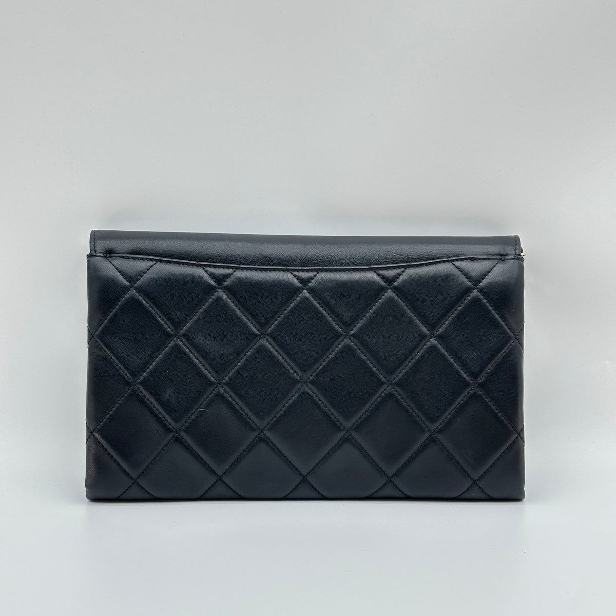 Chanel Matelasse Leather Logo Plate Black Crossbody Bag