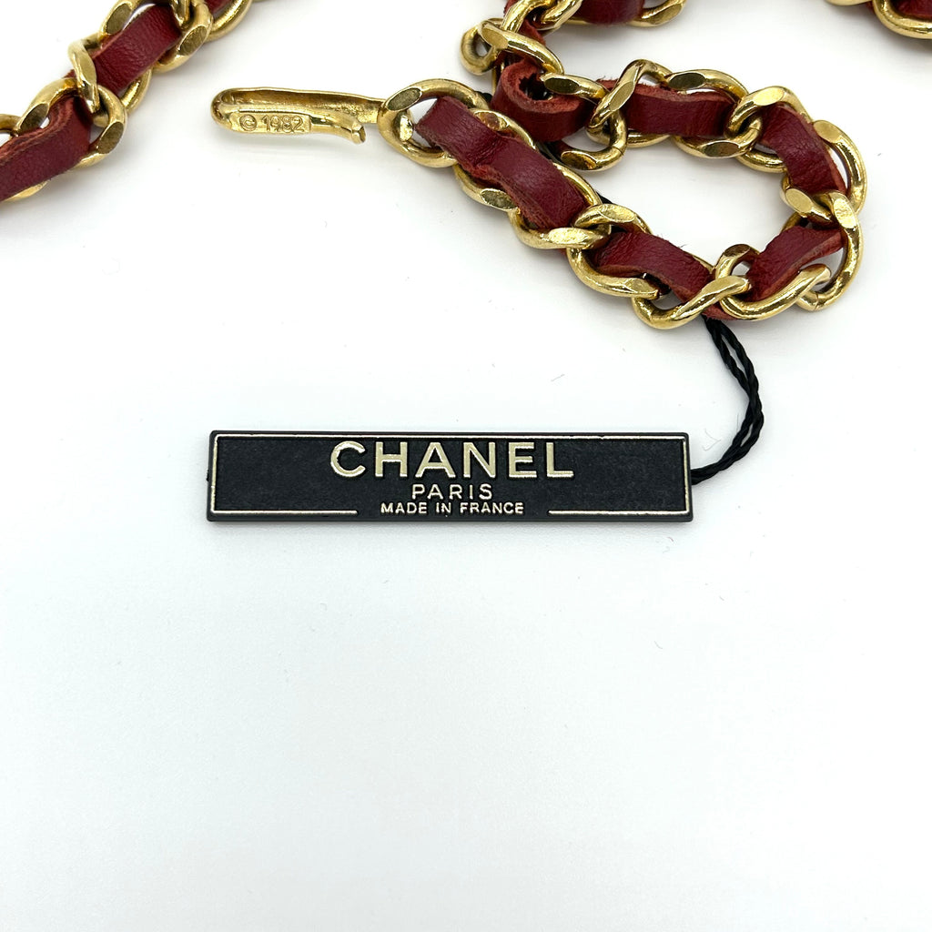 Chanel Coco Mark Leather Belt red