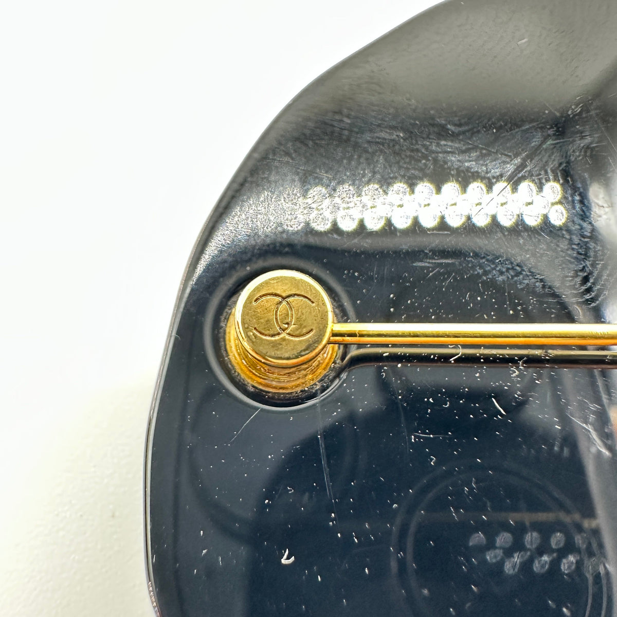 Chanel CC Logo Yellow Blue Enamel Gold-Tone Round Brooch