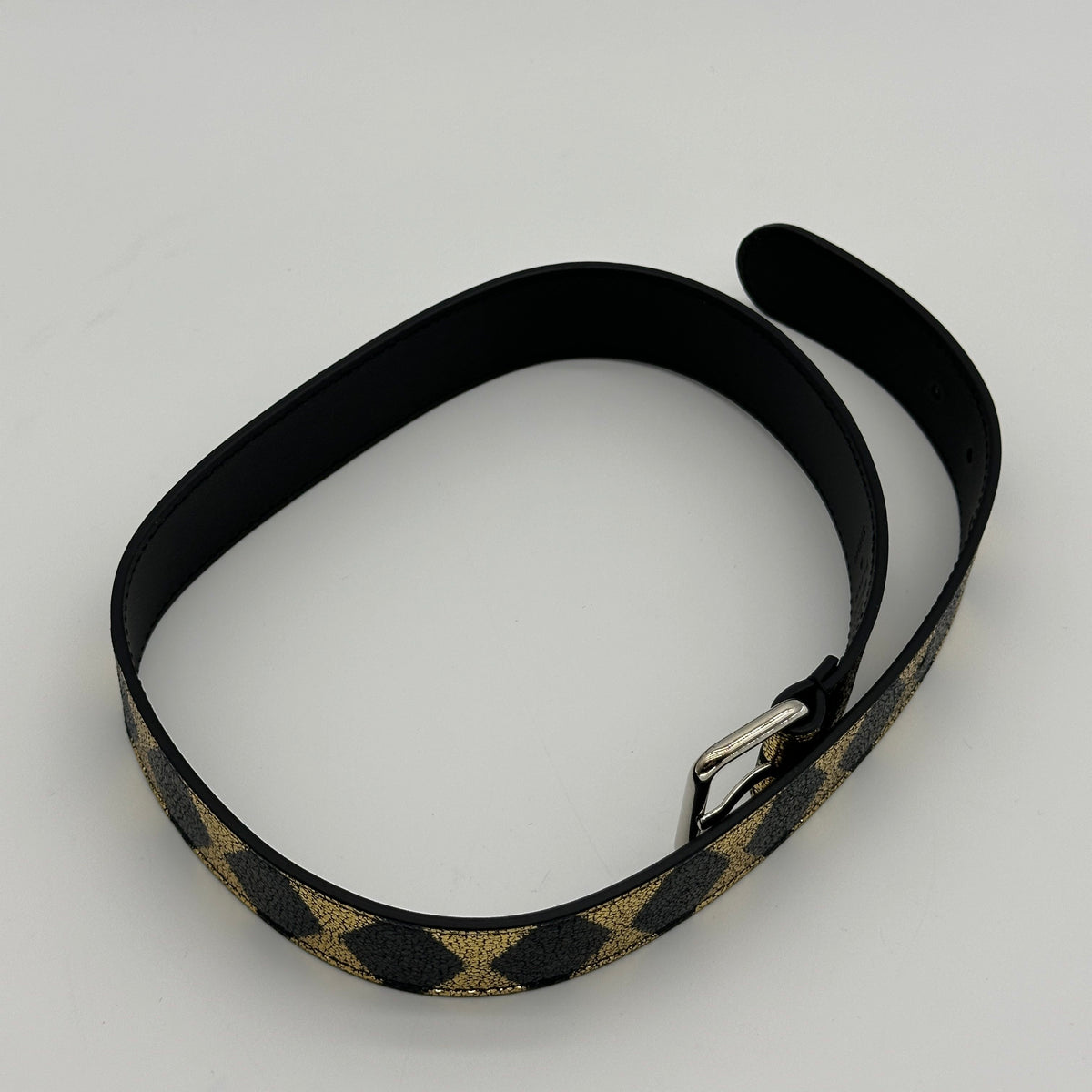 Gucci Metallic Diamond Calfskin Black Gold Belt Bag