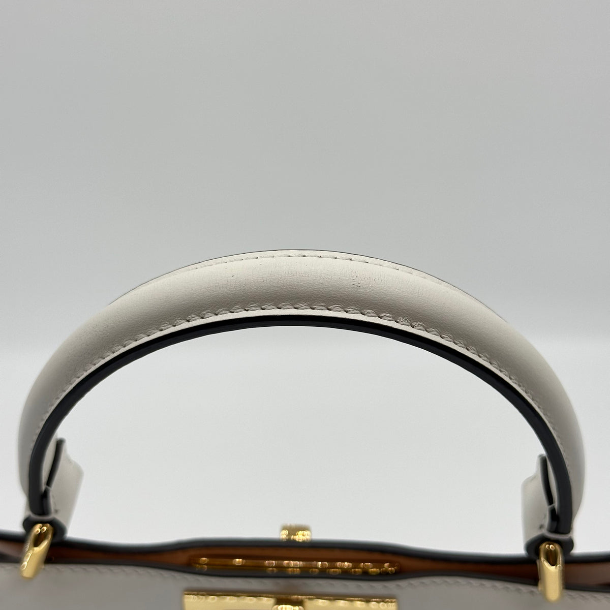 Fendi Calfskin Selleria Peekaboo Ivory White Handbag