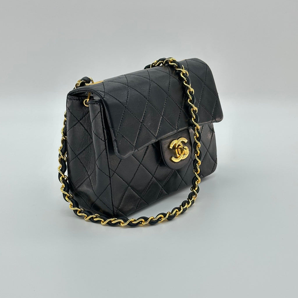Chanel Matelasse Mini Chain Shoulder Bag Coco Mark Gold Hardware Black 0 Series