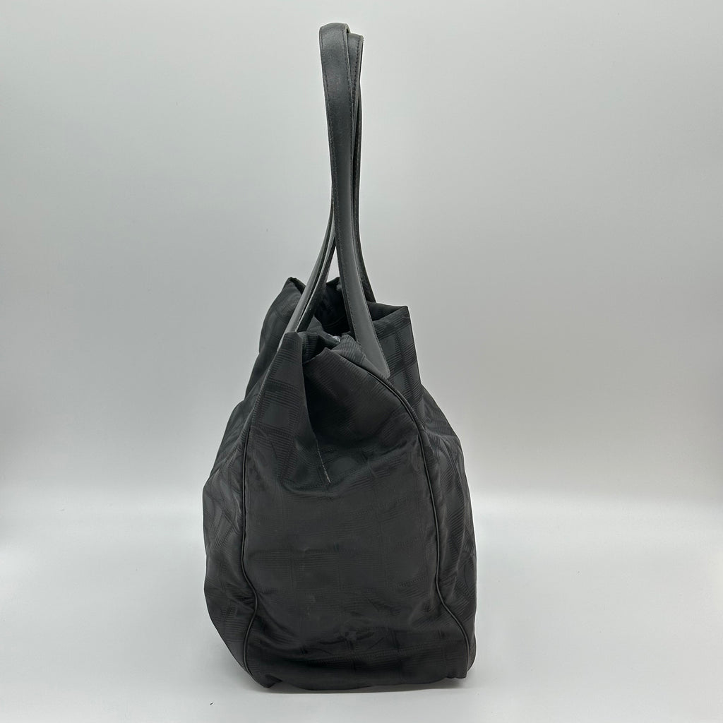 CHANEL Tote Bag leather Nylon canvas Black 6 series