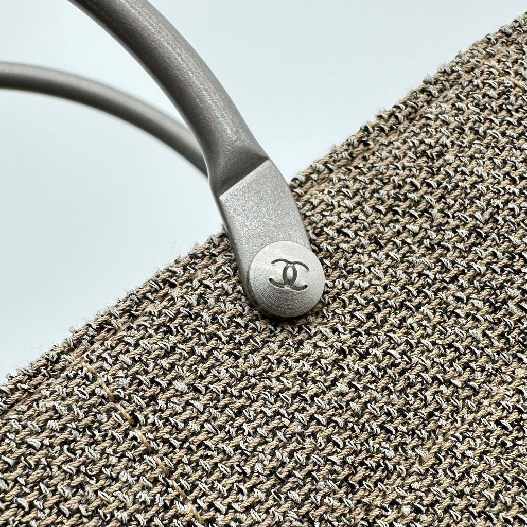 Chanel Mini Canvas Tote Bag Beige Matte Silver Hardware Vintage 5 Series