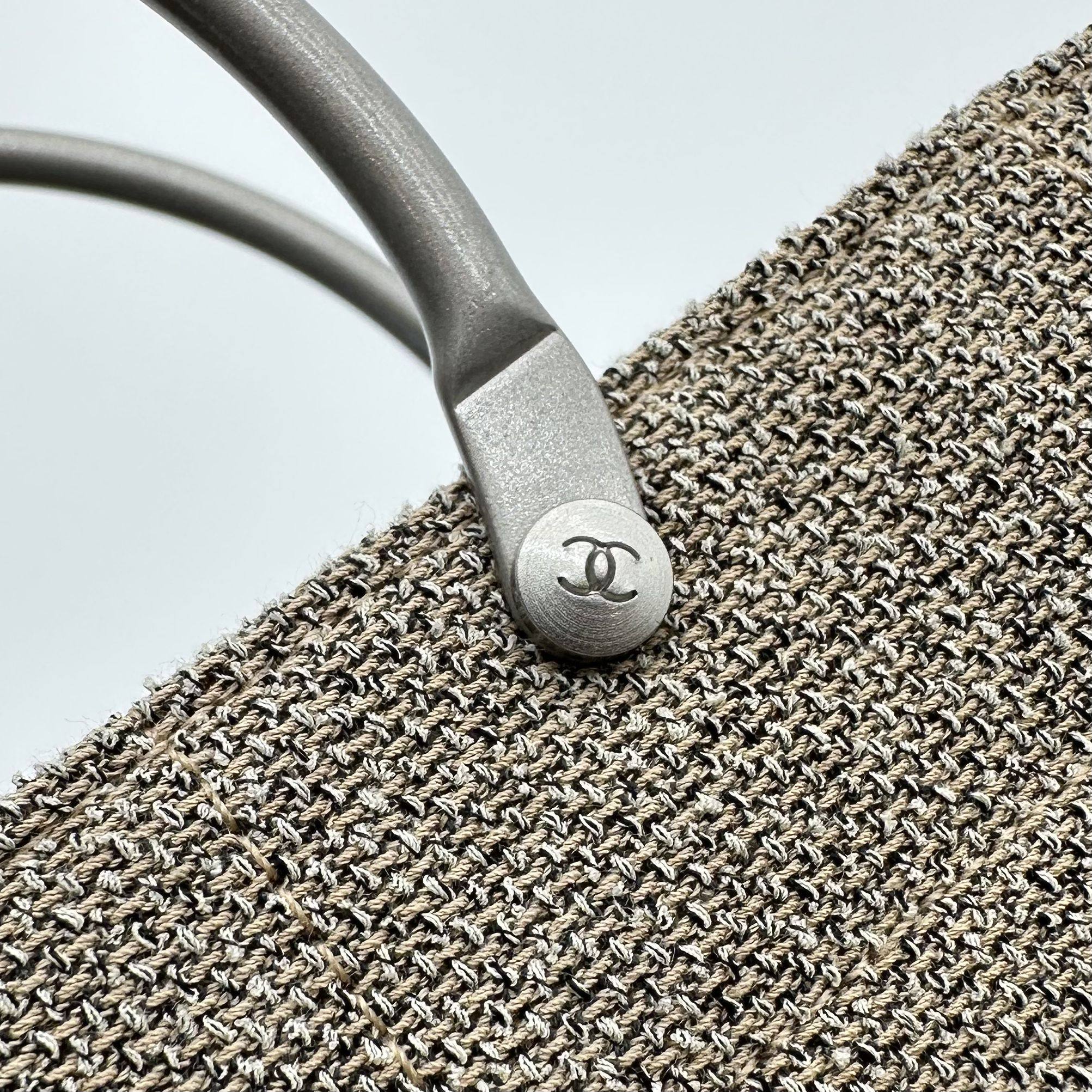 Chanel Mini Canvas Tote Bag Beige Matte Silver Hardware Vintage 5 Series