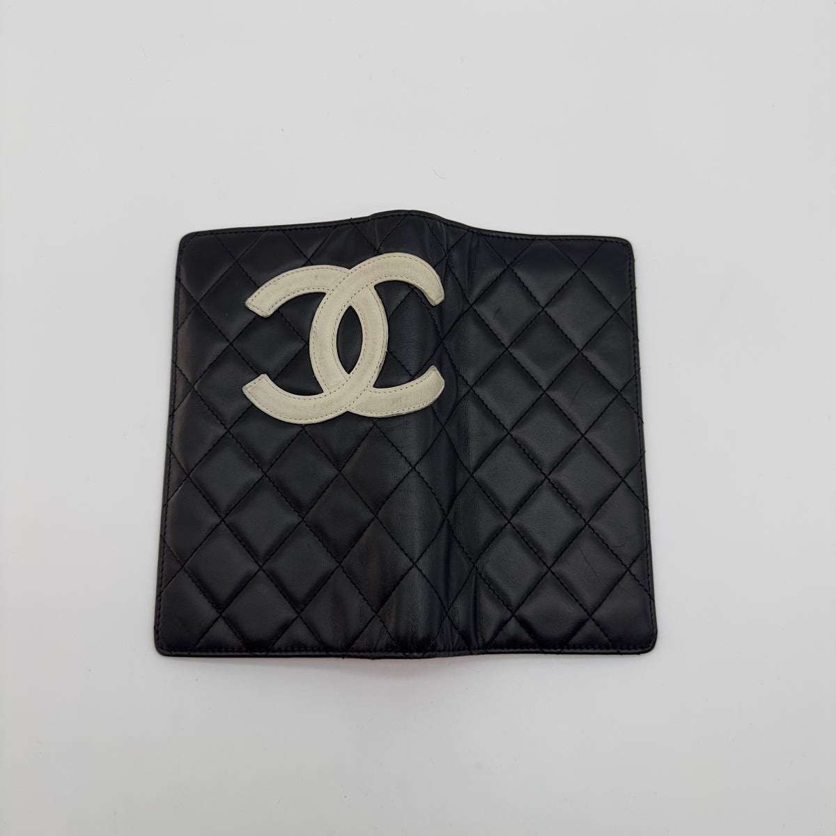 Chanel Quilted Calfskin Cambon Line Long Black and Pink Bifold Wallet