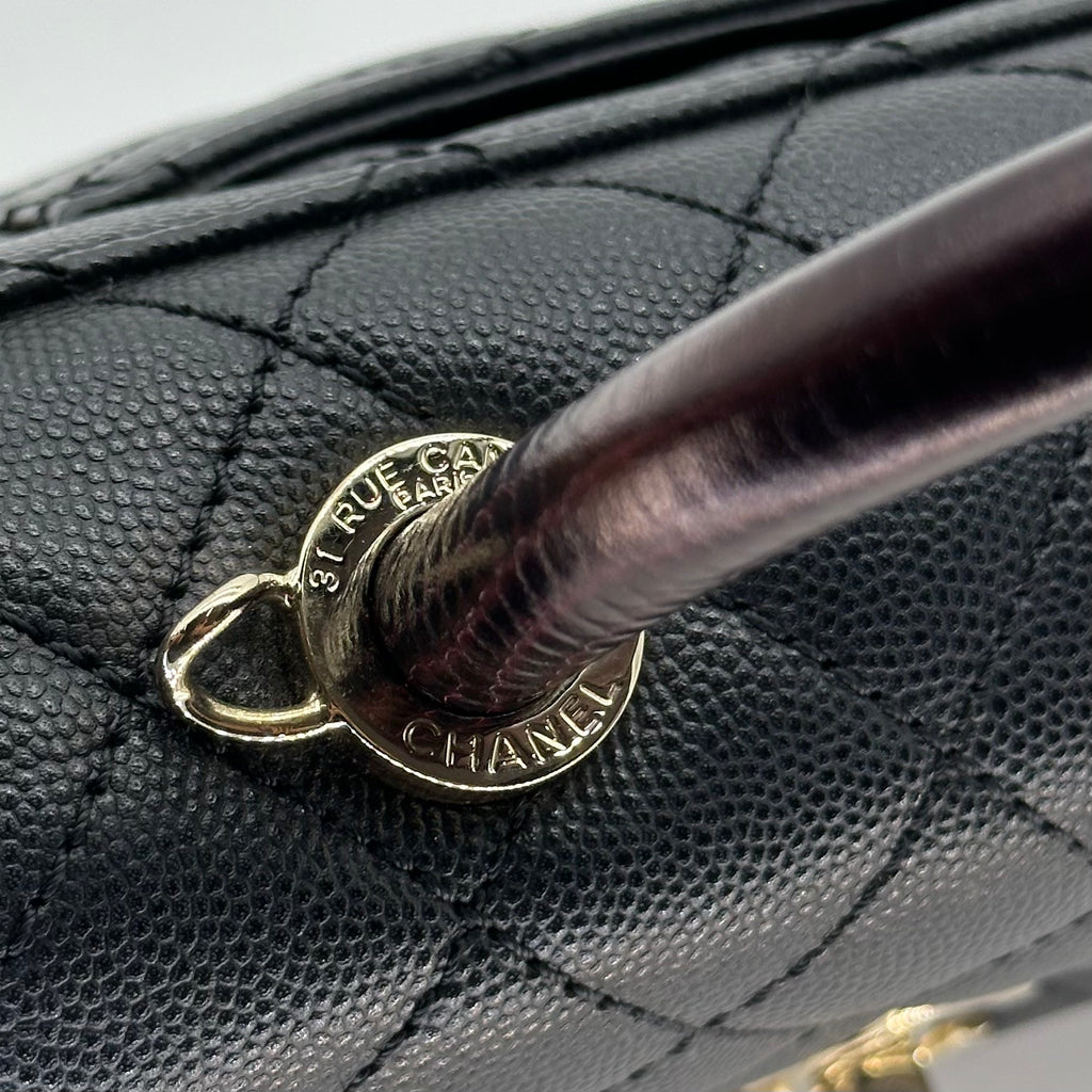 CHANEL Matelassé Coco Handle XXS Caviar Skin Black GD Hardware Handbag