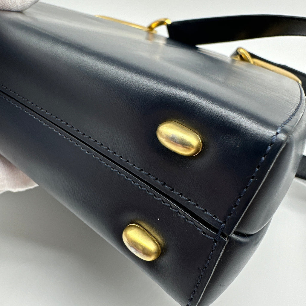 Celine Vintage Leather Shoulder bag Navy Blue