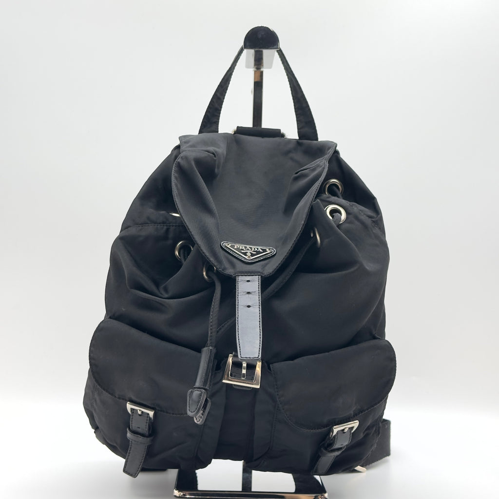 Prada Tessuto Nylon Vela Medium Black Backpack