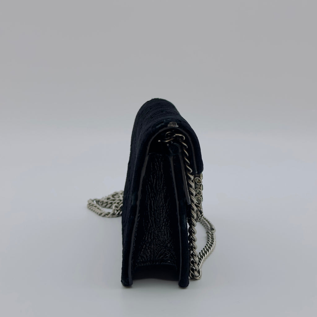 Gucci GG Velvet Dionysus Super Mini Black Chain Shoulder Bag