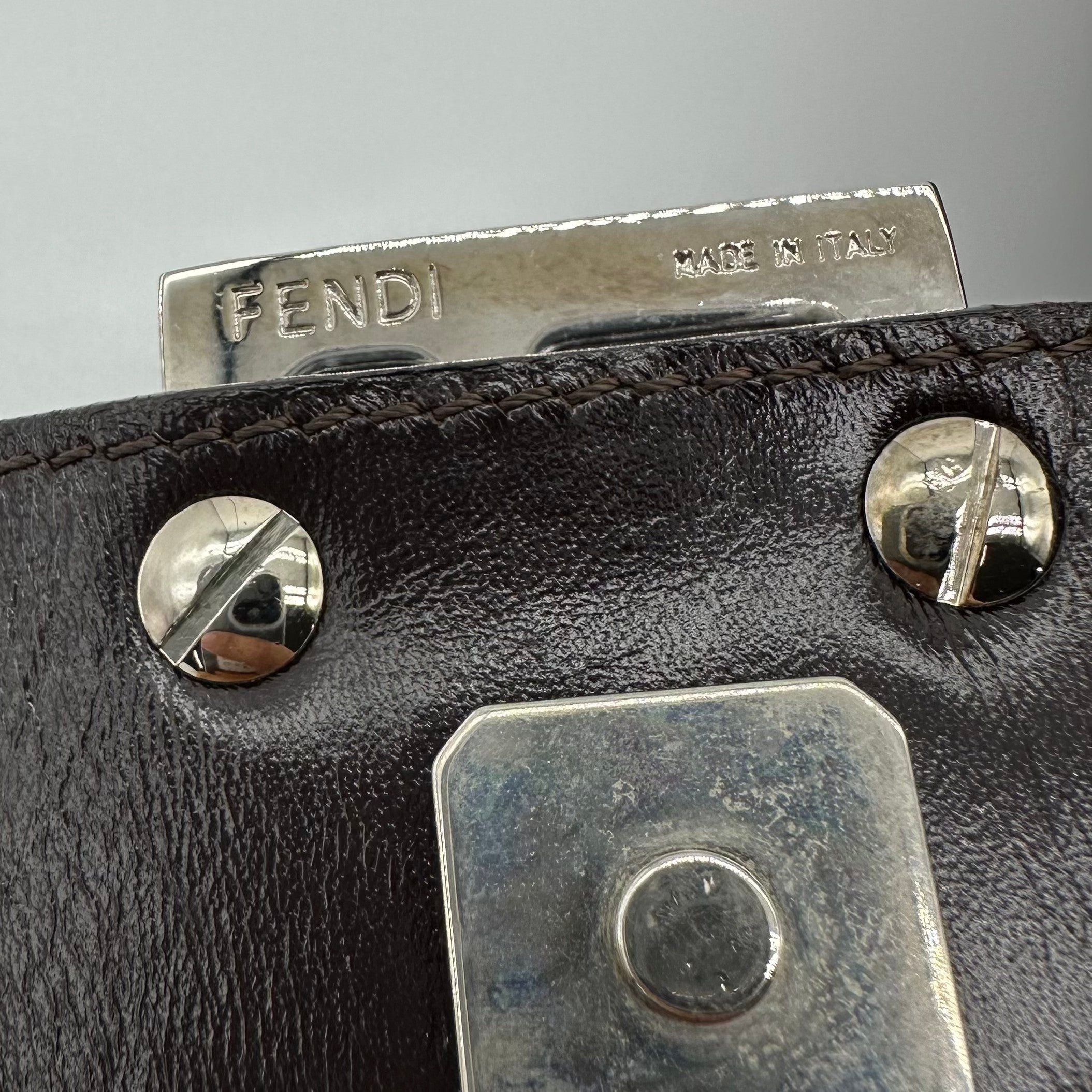 Fendi FF Logo Zucca Shoulder Crossbody Bag Brown Canvas Leather Vintage