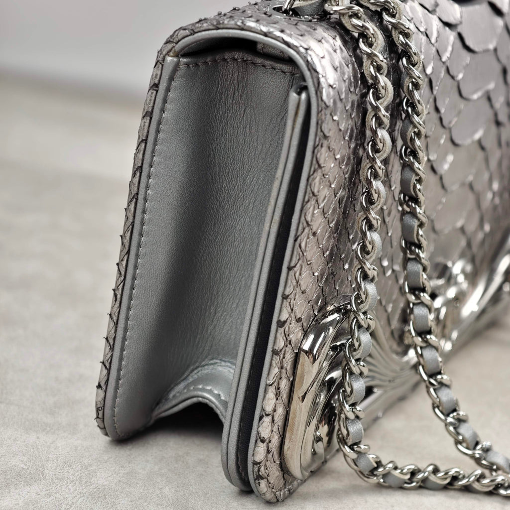 Chanel Python Chain Shoulder Bag Silver