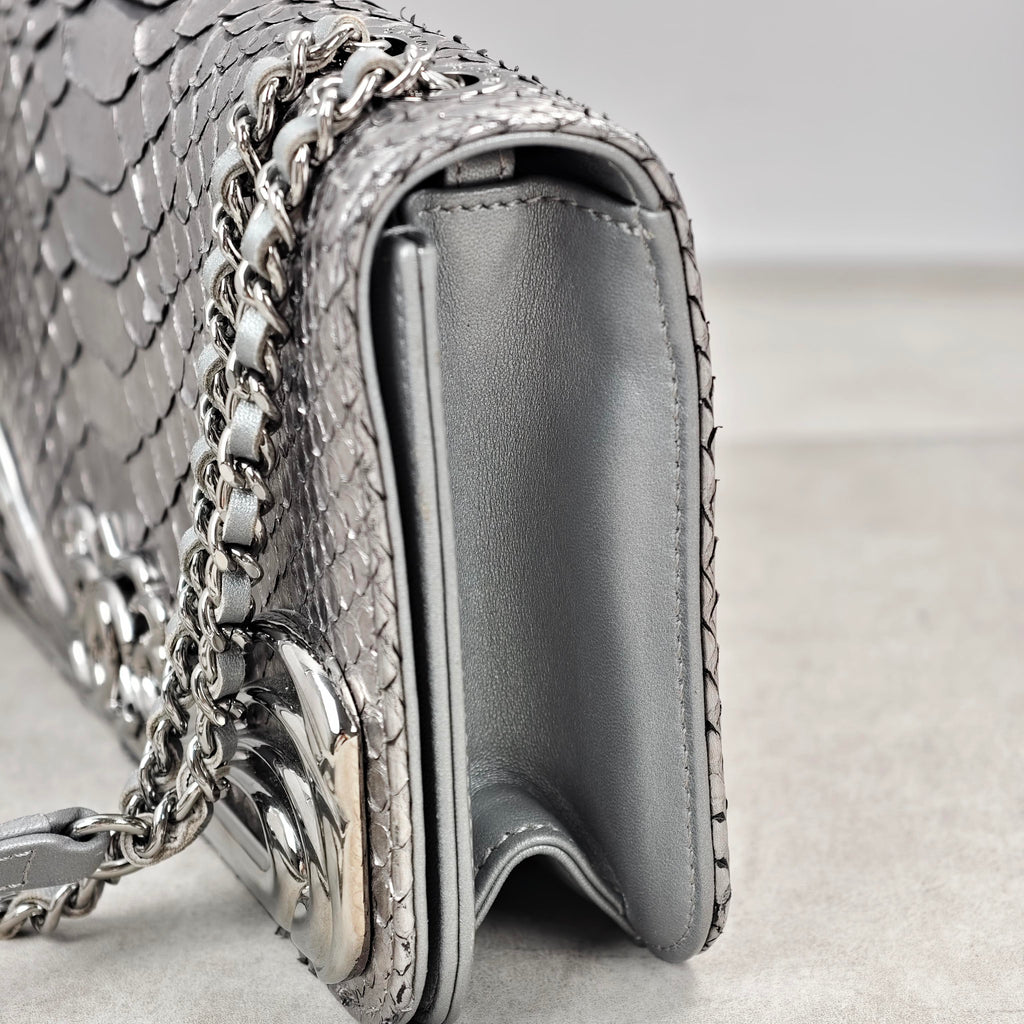 Chanel Python Chain Shoulder Bag Silver