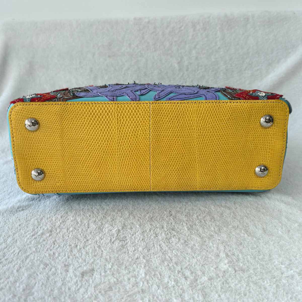 Louis Vuitton Capucines Small Lizard Leather Patchwork Handbag Turquoise Multicolor