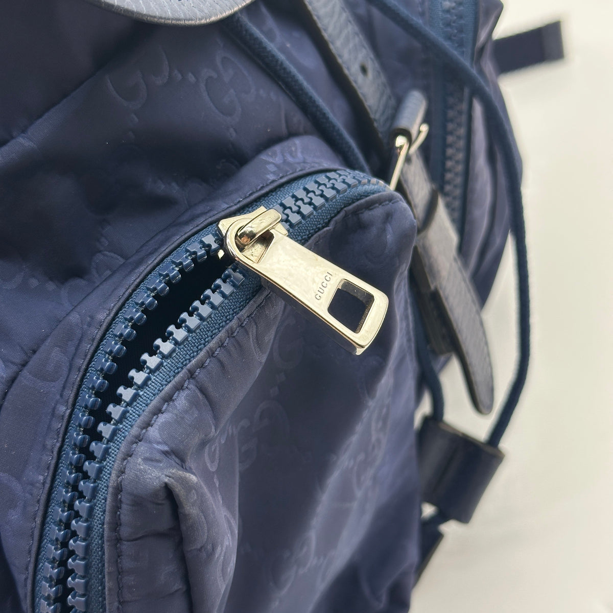 Gucci Nylon Guccissima Monogram Blue Backpack