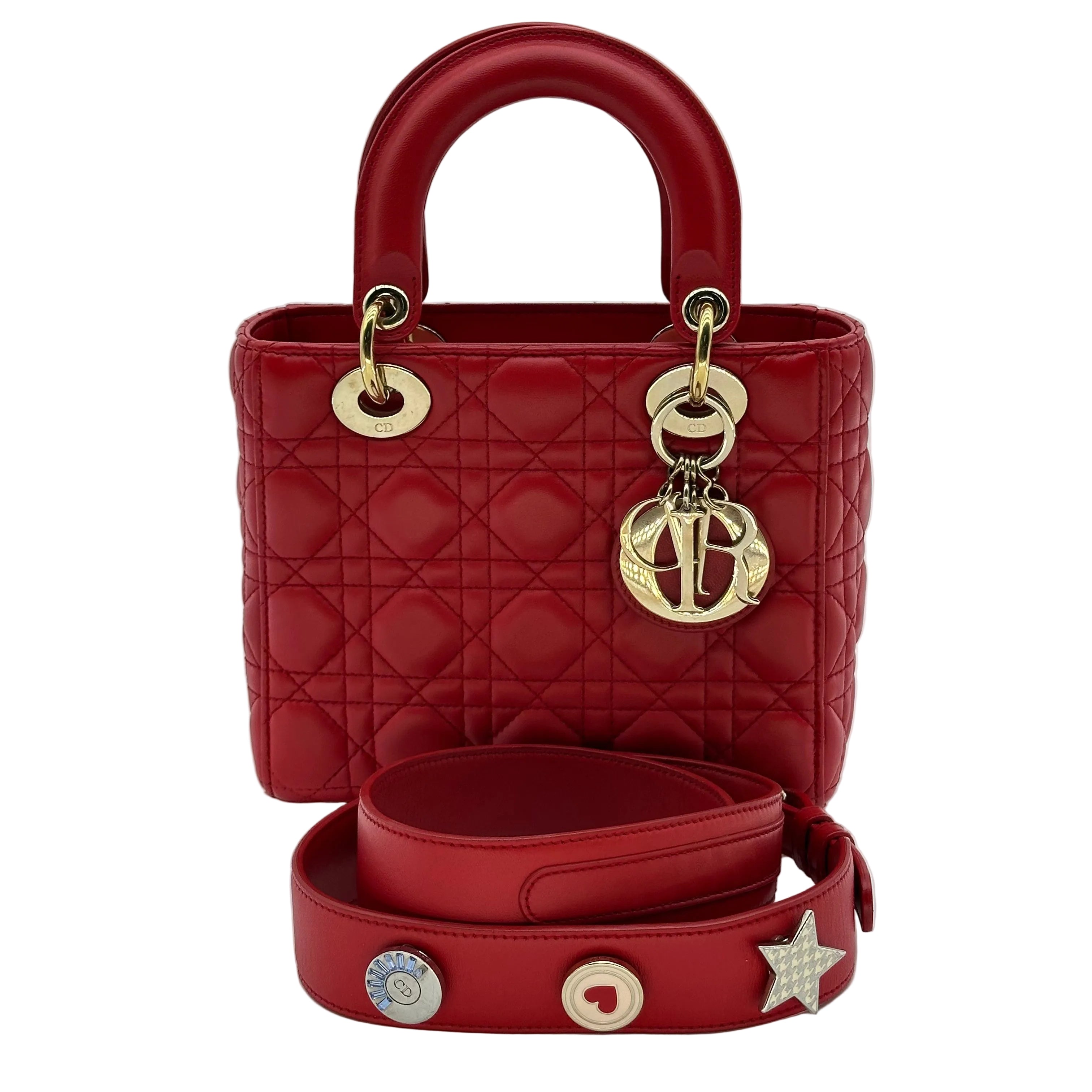 Christian Dior Lambskin Small My ABCDior Lady Dior red