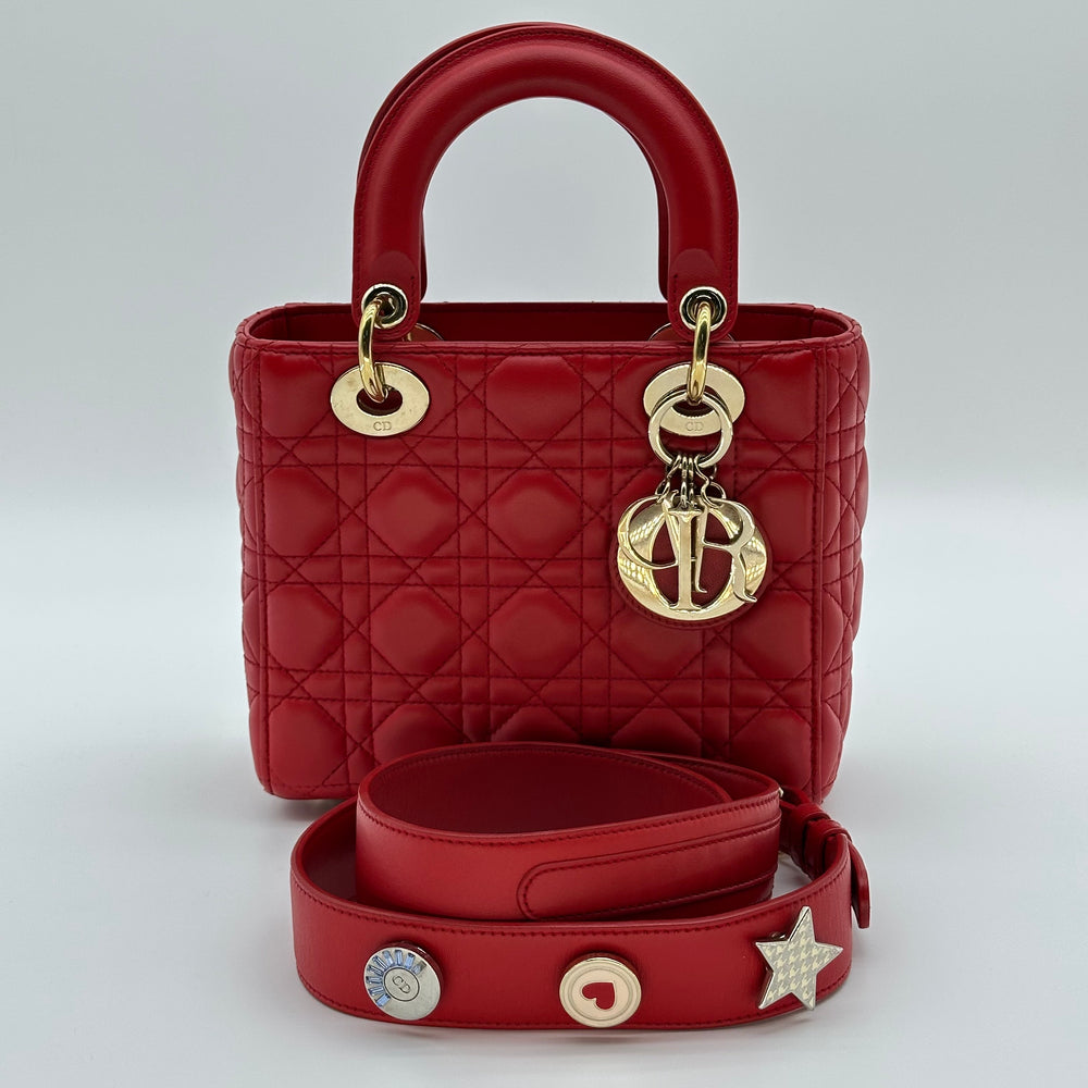 Christian Dior Lambskin Small My ABCDior Lady Dior red