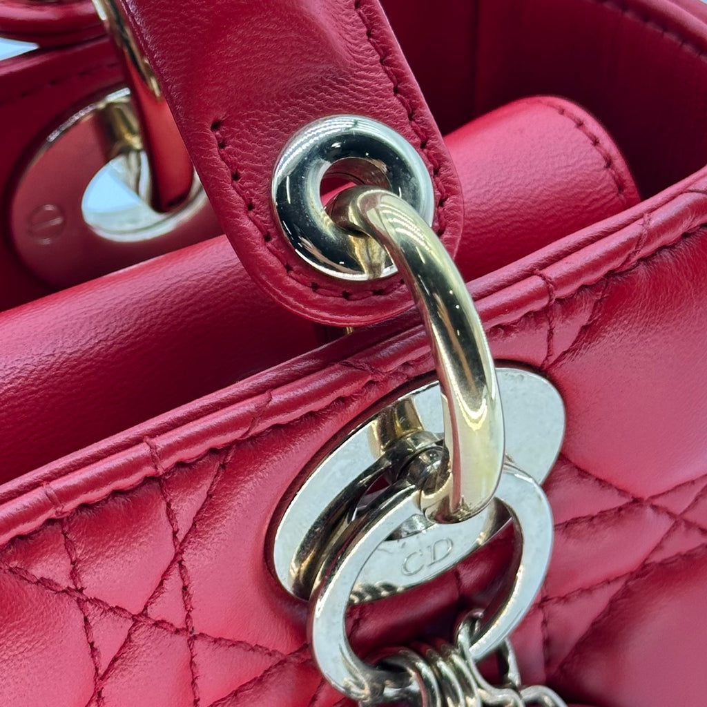 Christian Dior Lambskin Small My ABCDior Lady Dior red