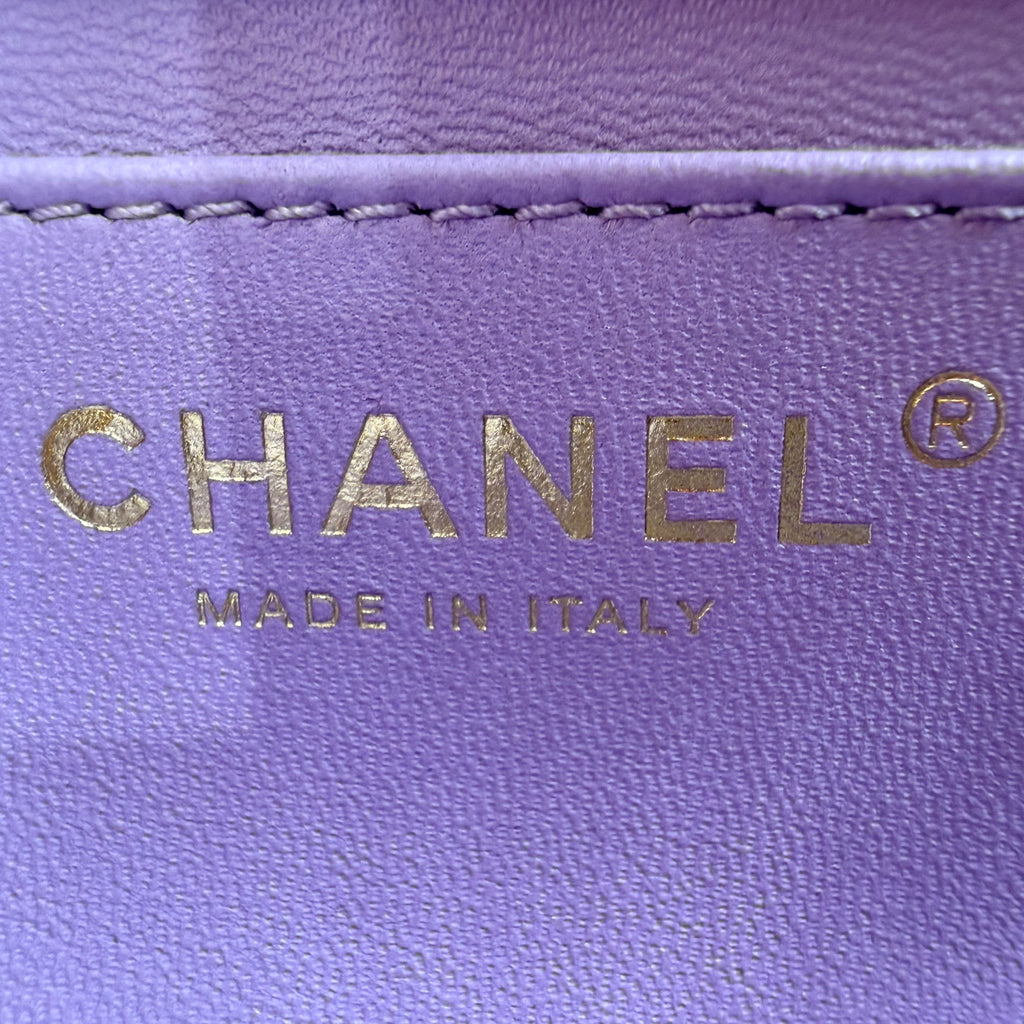 Chanel caviar quilted mini rectangular sweetheart flap light purple