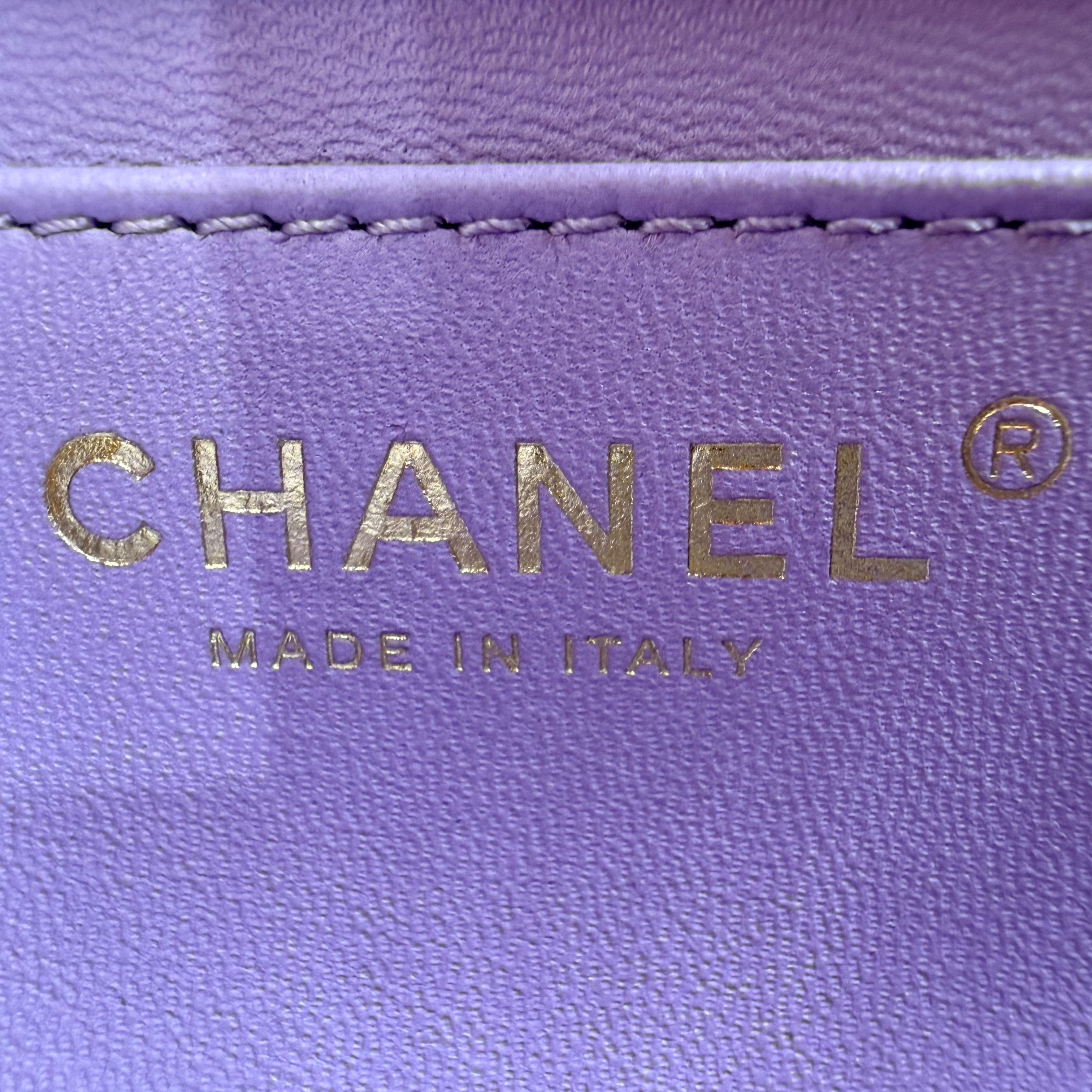 Chanel caviar quilted mini rectangular sweetheart flap light purple