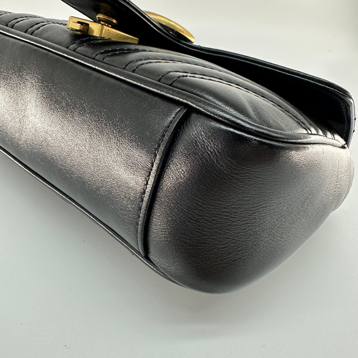 Gucci Matelassé Leather GG Marmont Black Chain Shoulder Bag