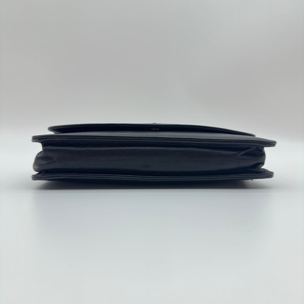 Chanel Coco Mark Caviar Leather Black Chain Wallet