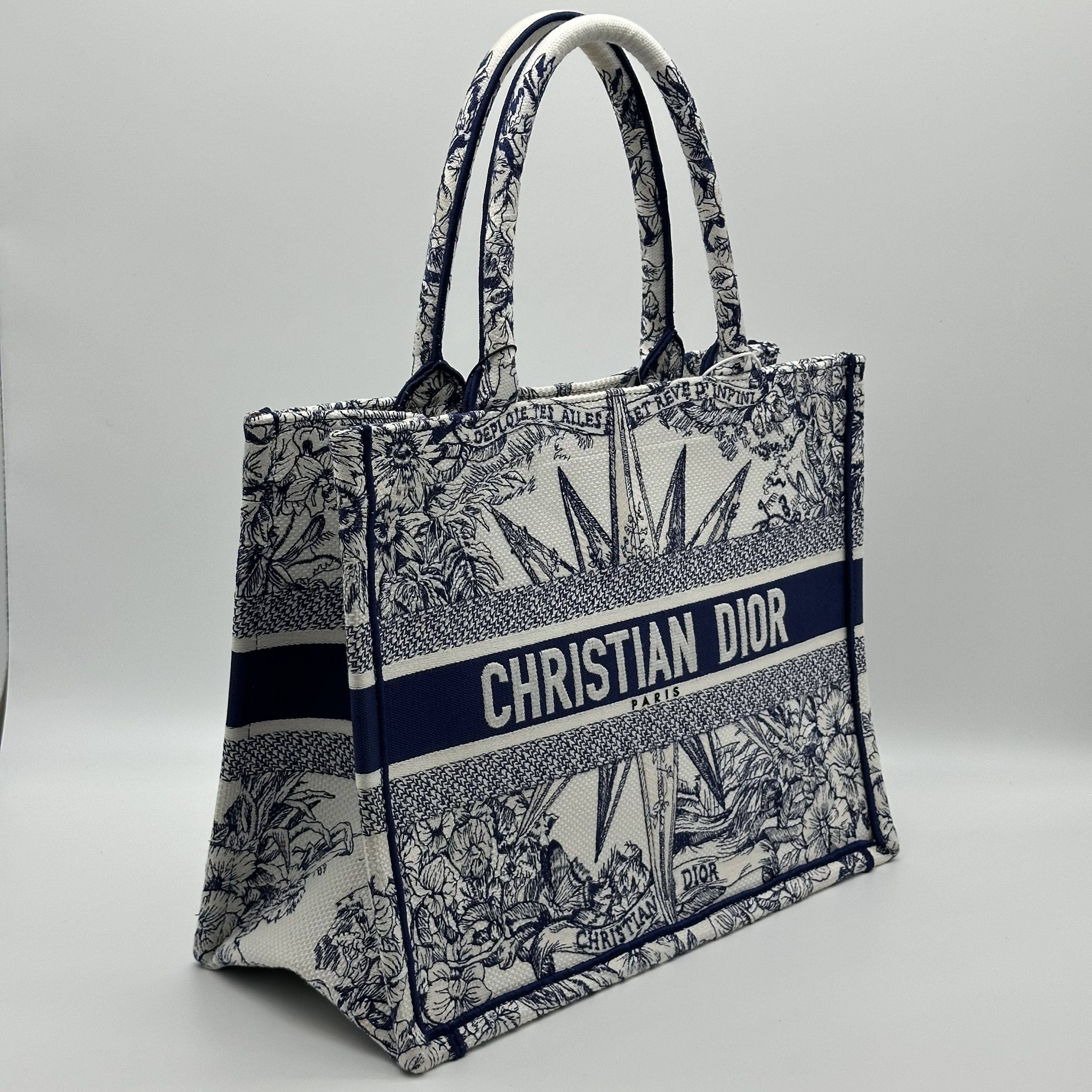 Christian Dior Bicolor Reve d'Infini Embroidery Book Tote Medium Bag