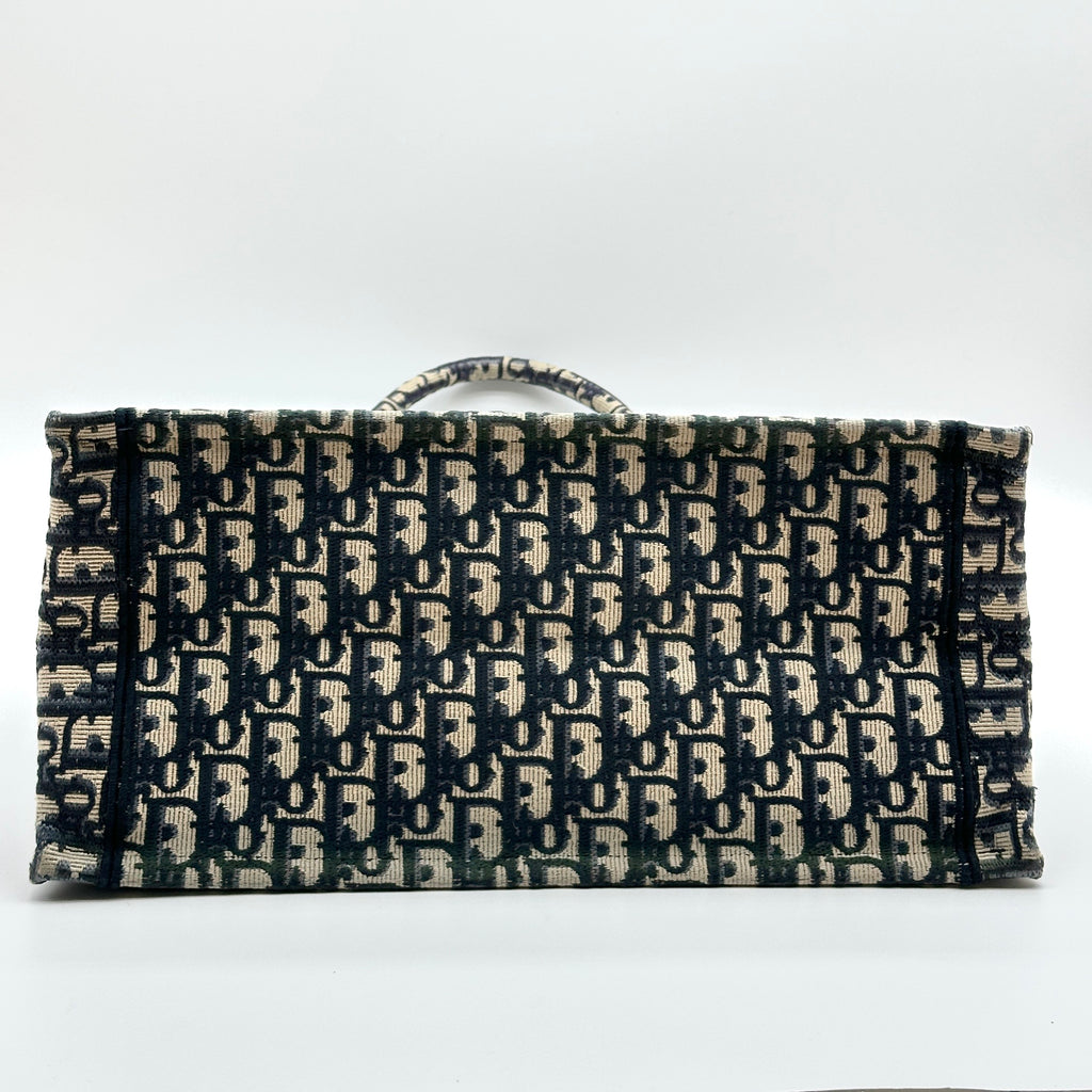 Dior Oblique Canvas Book Tote Medium Navy Tote Bag