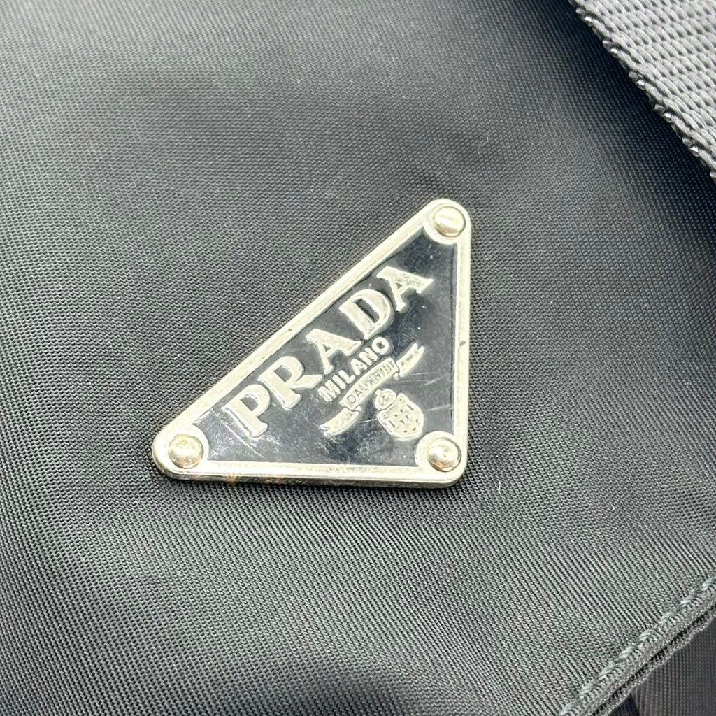 Prada Shoulder Bag Messenger Nylon Triangle Logo Black