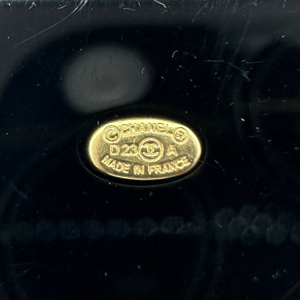 Chanel CC Logo Yellow Blue Enamel Gold-Tone Round Brooch