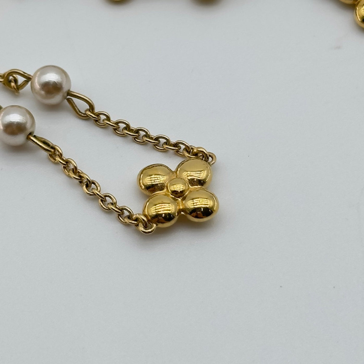 Louis Vuitton Gold Pearl Monogram Charm Necklace
