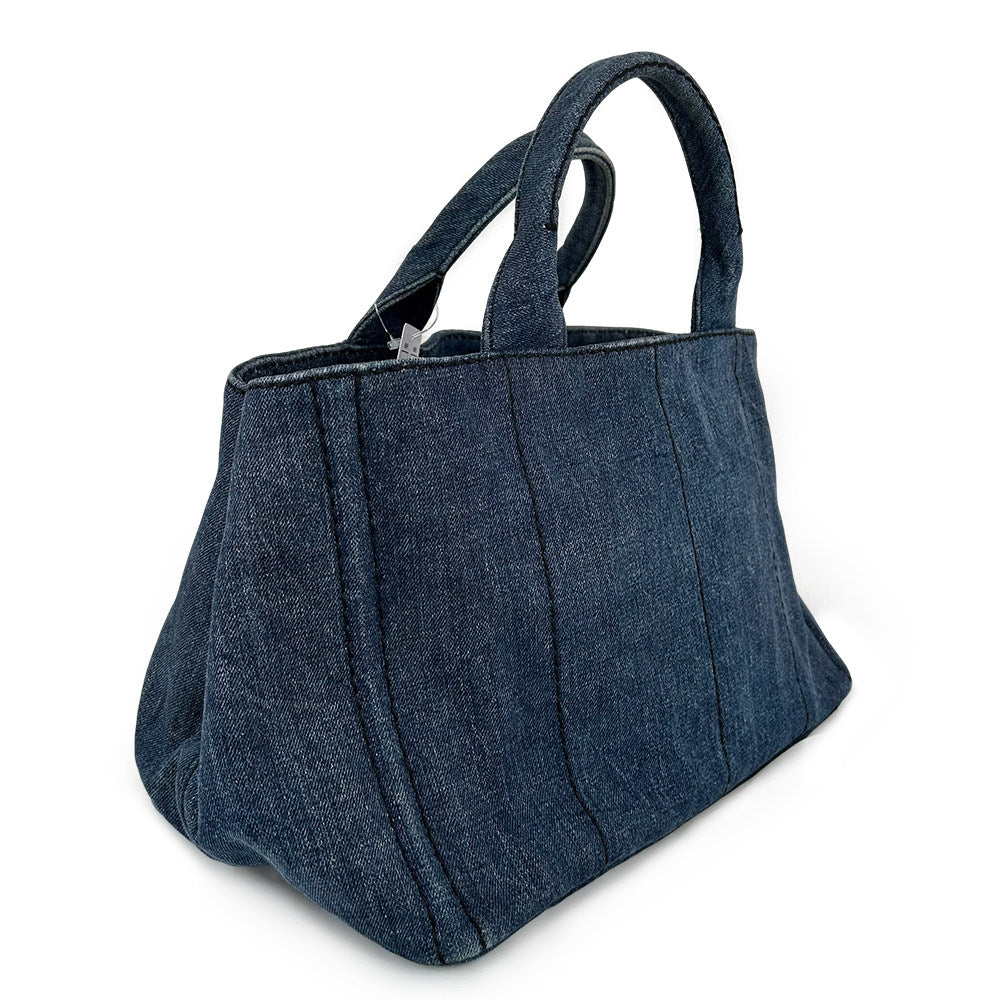Prada Classic Denim Beach Tote Bag Large Capacity Handbag